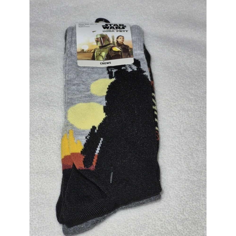 Star Wars Book of Boba Fett Crew Socks 2 Pair Shoe Size 6.5-12 NWT